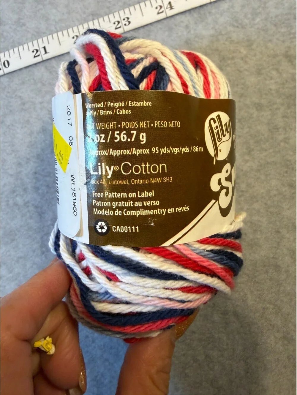 Lily Sugar 'n Cream 100% Cotton Yarn Red White Blue New